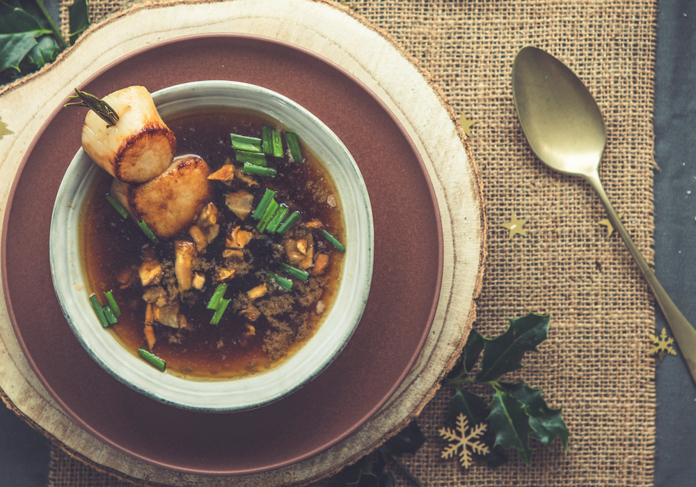 Mushroom Soup with Scallops Mushroom Soup with Scallops