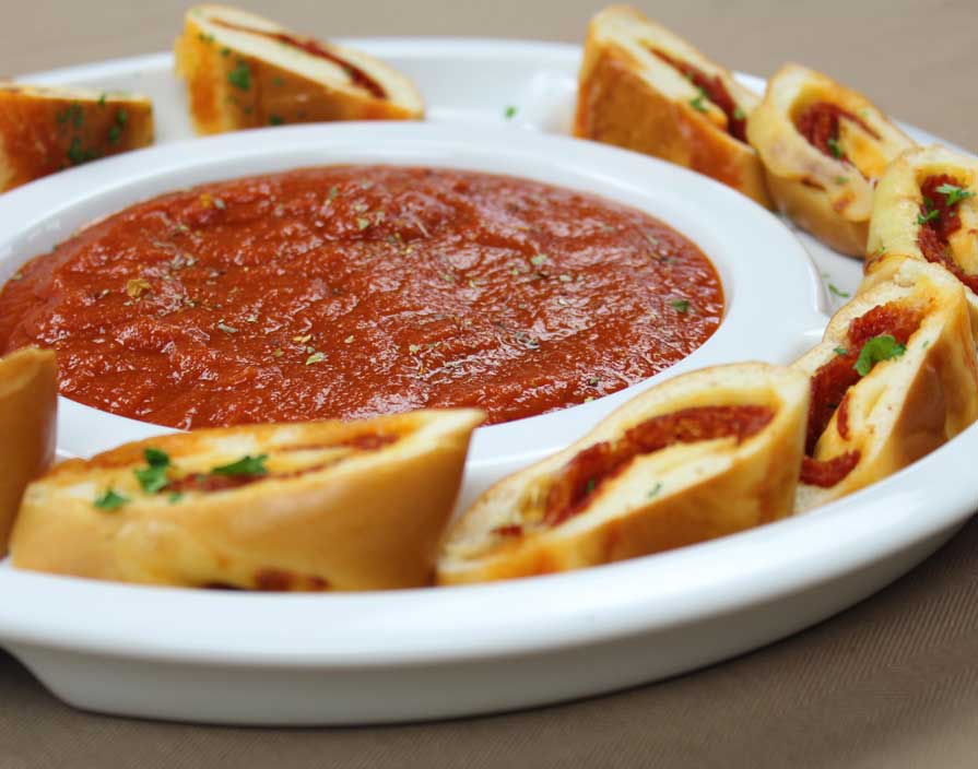 Pepperoni Rolls with Salsa Della Mamma Sauce Pepperoni Rolls with Salsa Della Mamma Sauce