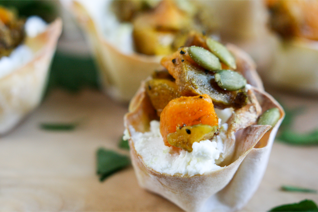Savory Goat Cheese and Butternut Squash Won Ton Cups | Oil &amp; Vinegar USA
