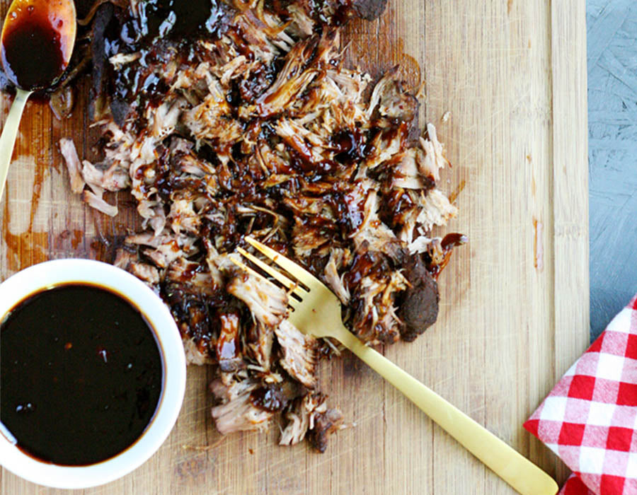 Bourbon Peach Pulled Pork with Lemon Dill Coleslaw