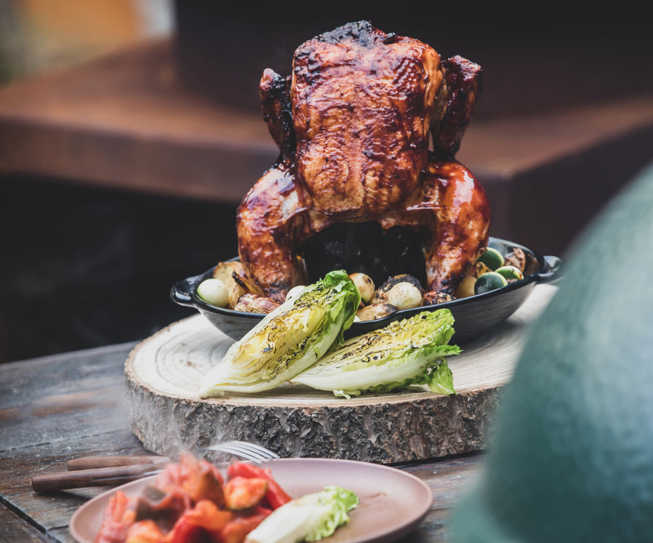 Rustic Beer Can Chicken with Sticky BBQ Sauce