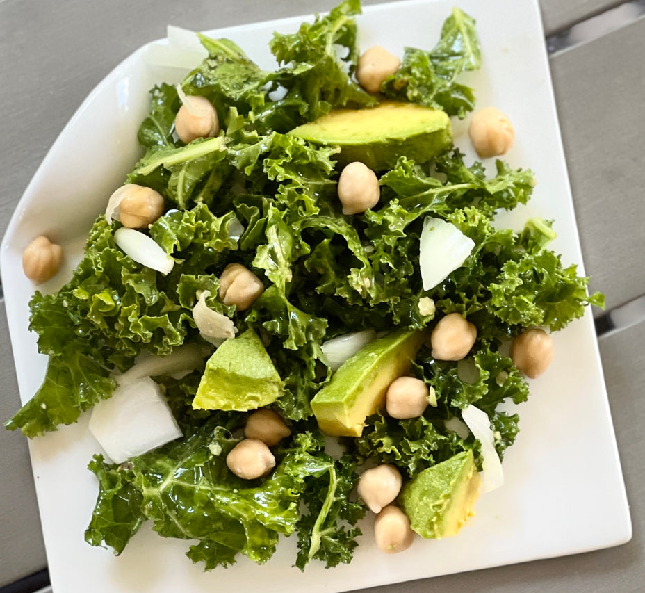 Kale Avocado Chickpea Salad