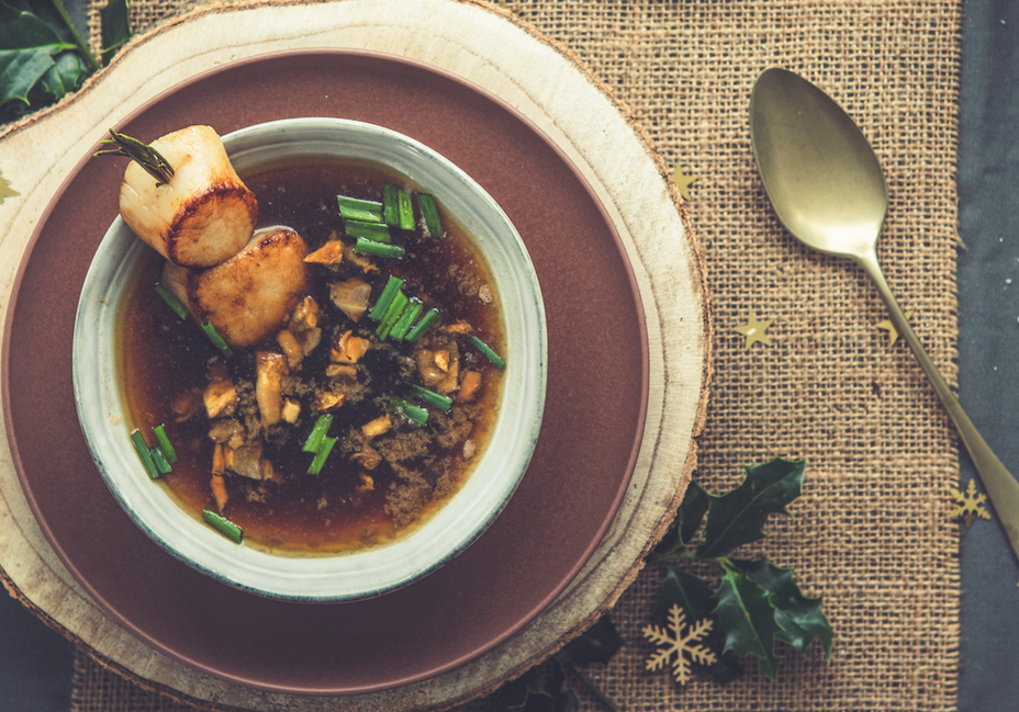 Mushroom Soup with Scallops