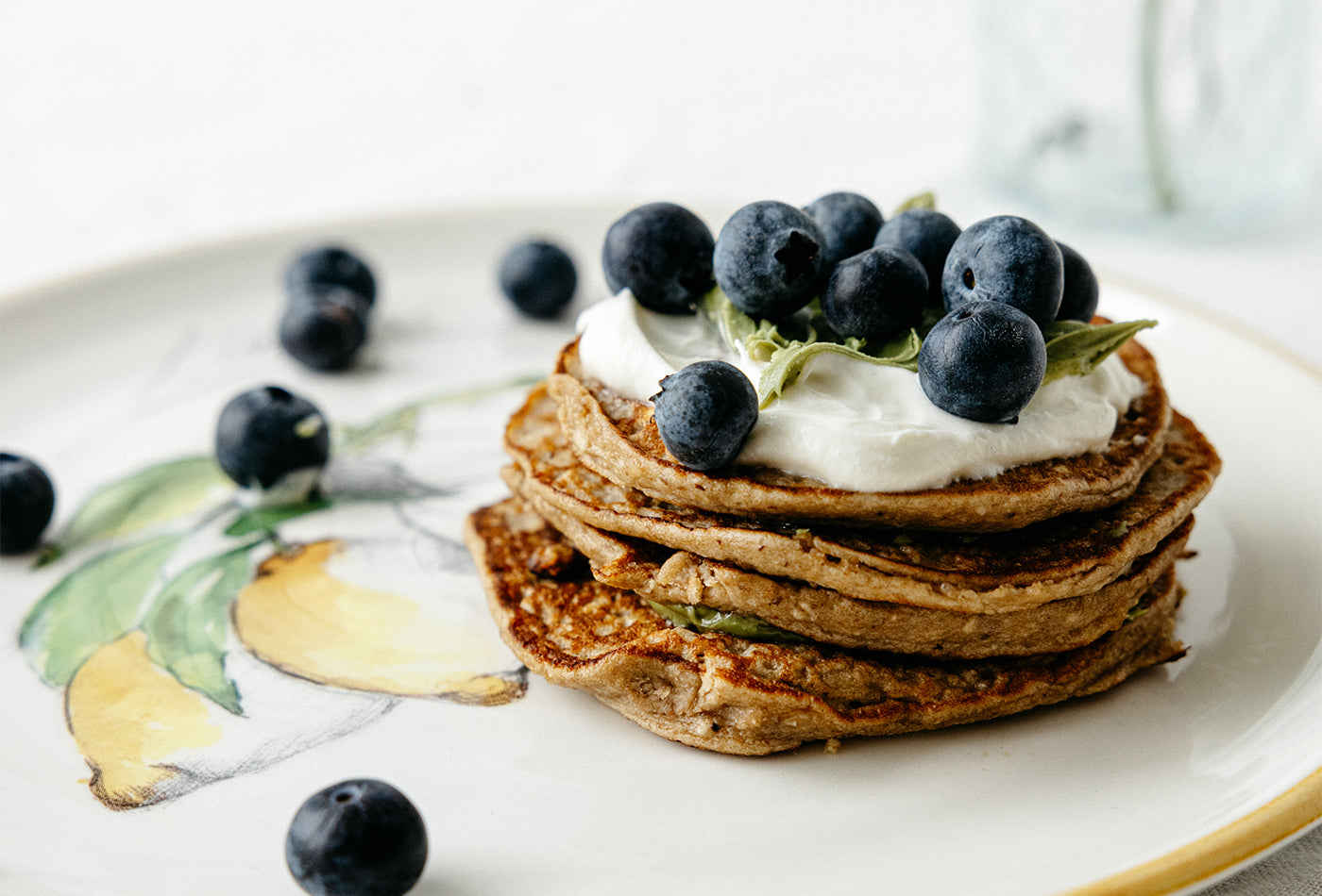 Oatmeal Pancakes with Lemon Olive Oil