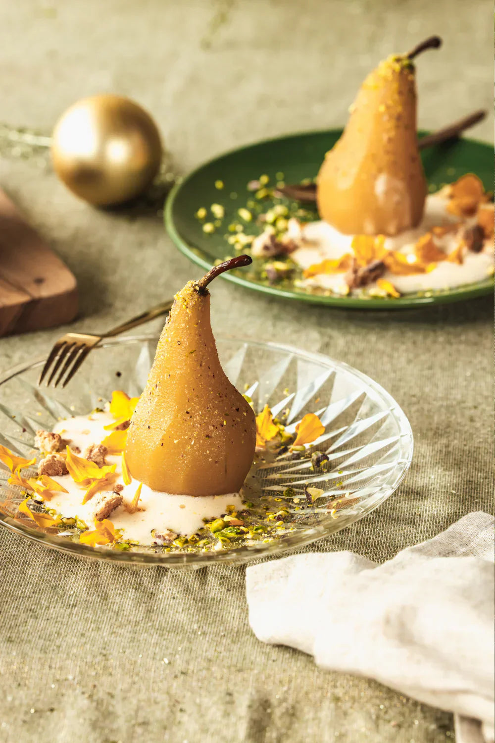 Poached Pear with Marc de Champagne Vinegar