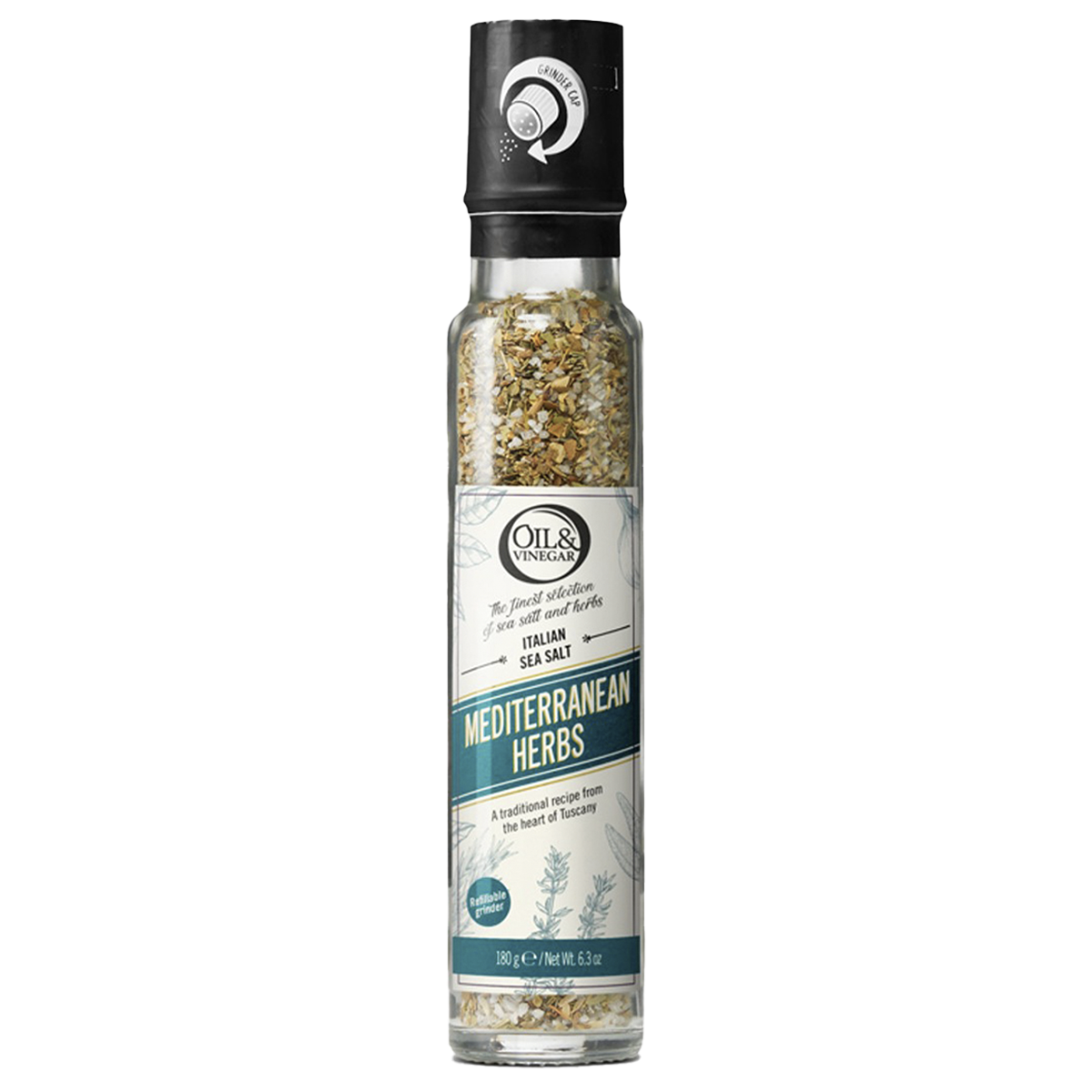 Italian Sea Salt: Mediterranean Herbs with Mill (180 g/6.3 oz)