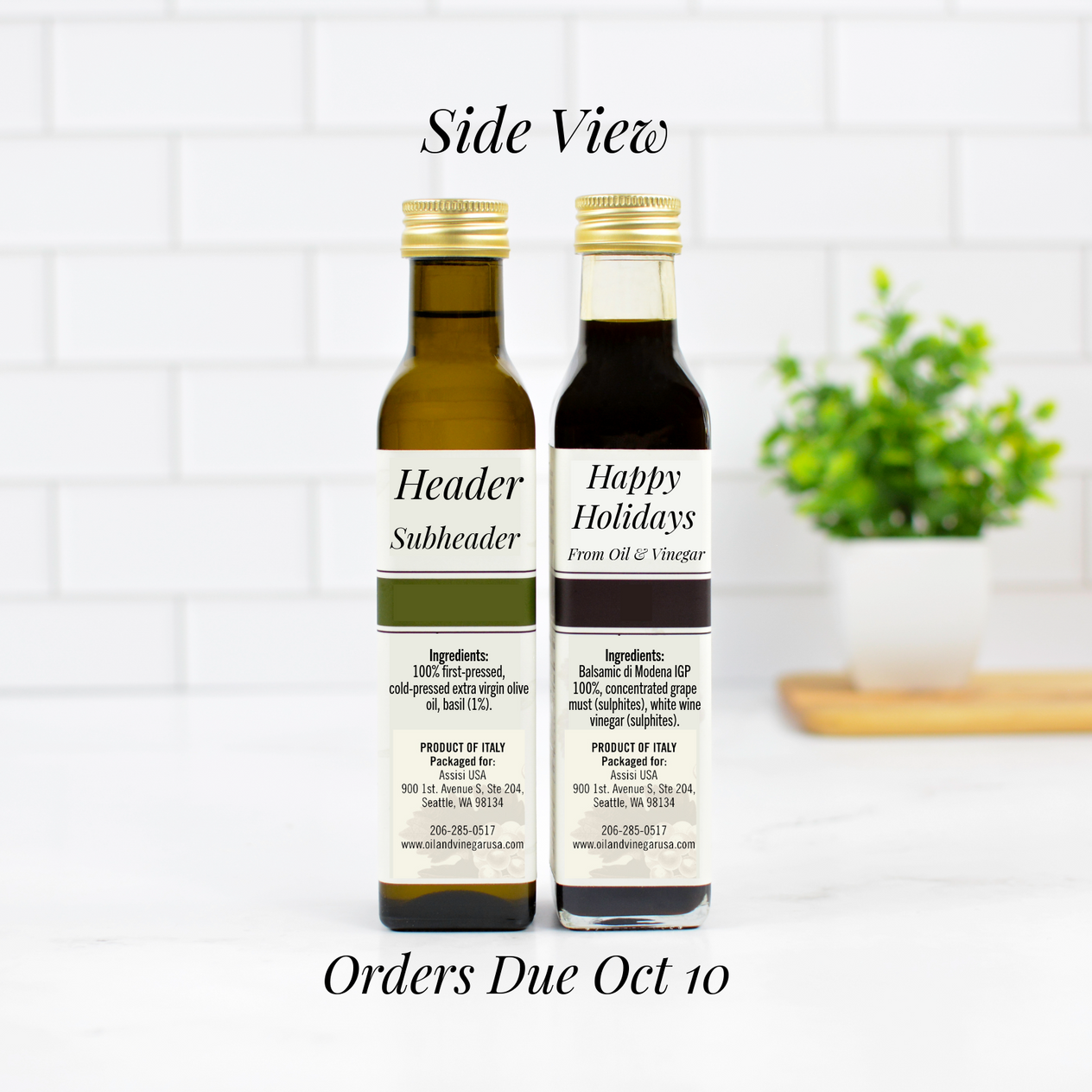 Create Your Own Holiday Olive Oil Bottle  – 250ml