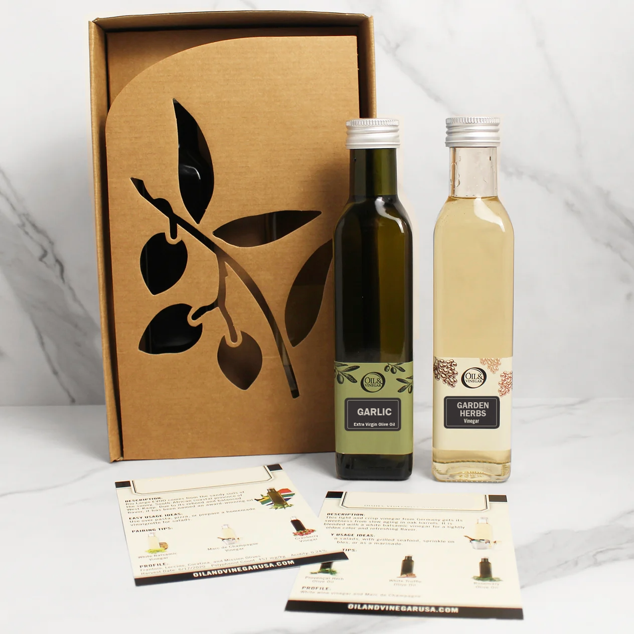 Garlic Extra Virgin Olive Oil & Garden Herbs Vinegar 2x250ml