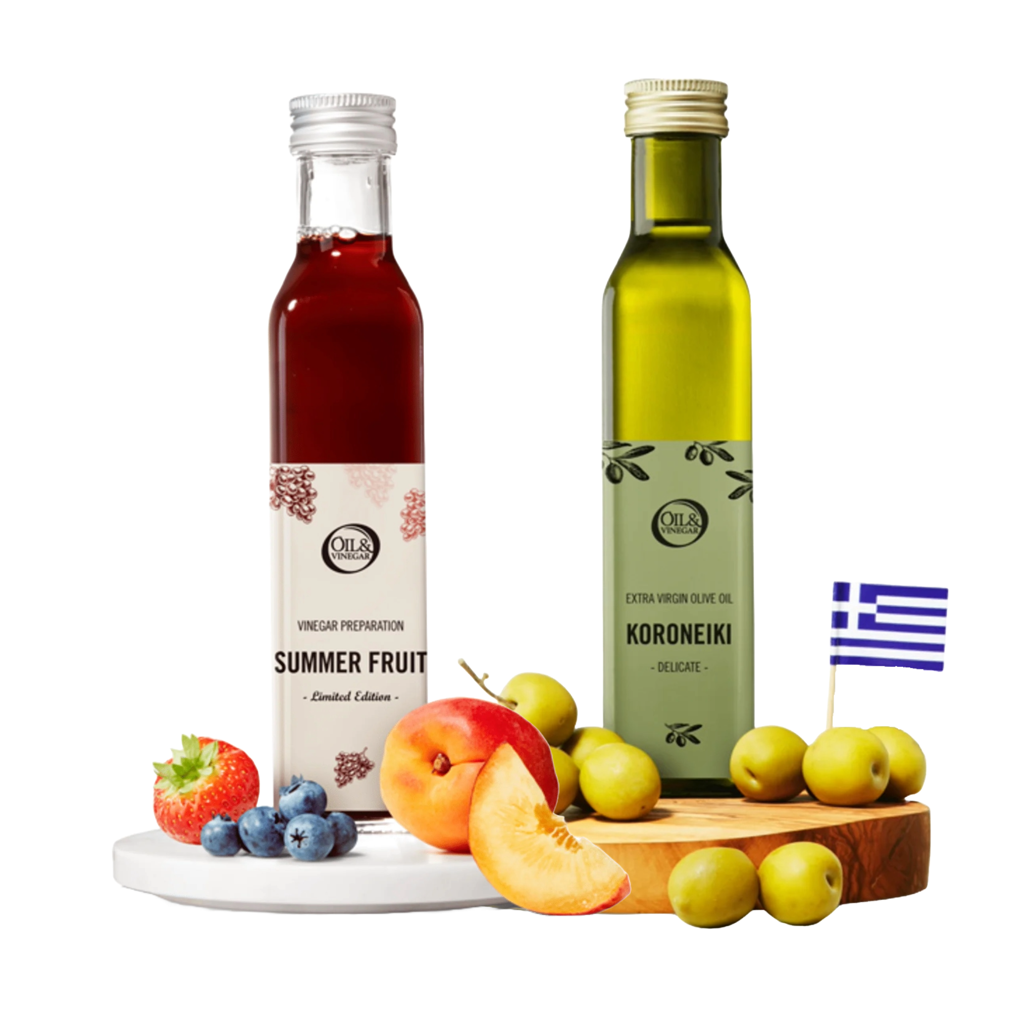 Koroneiki Extra Virgin Olive Oil & Summer Fruit Vinegar 2x250ml