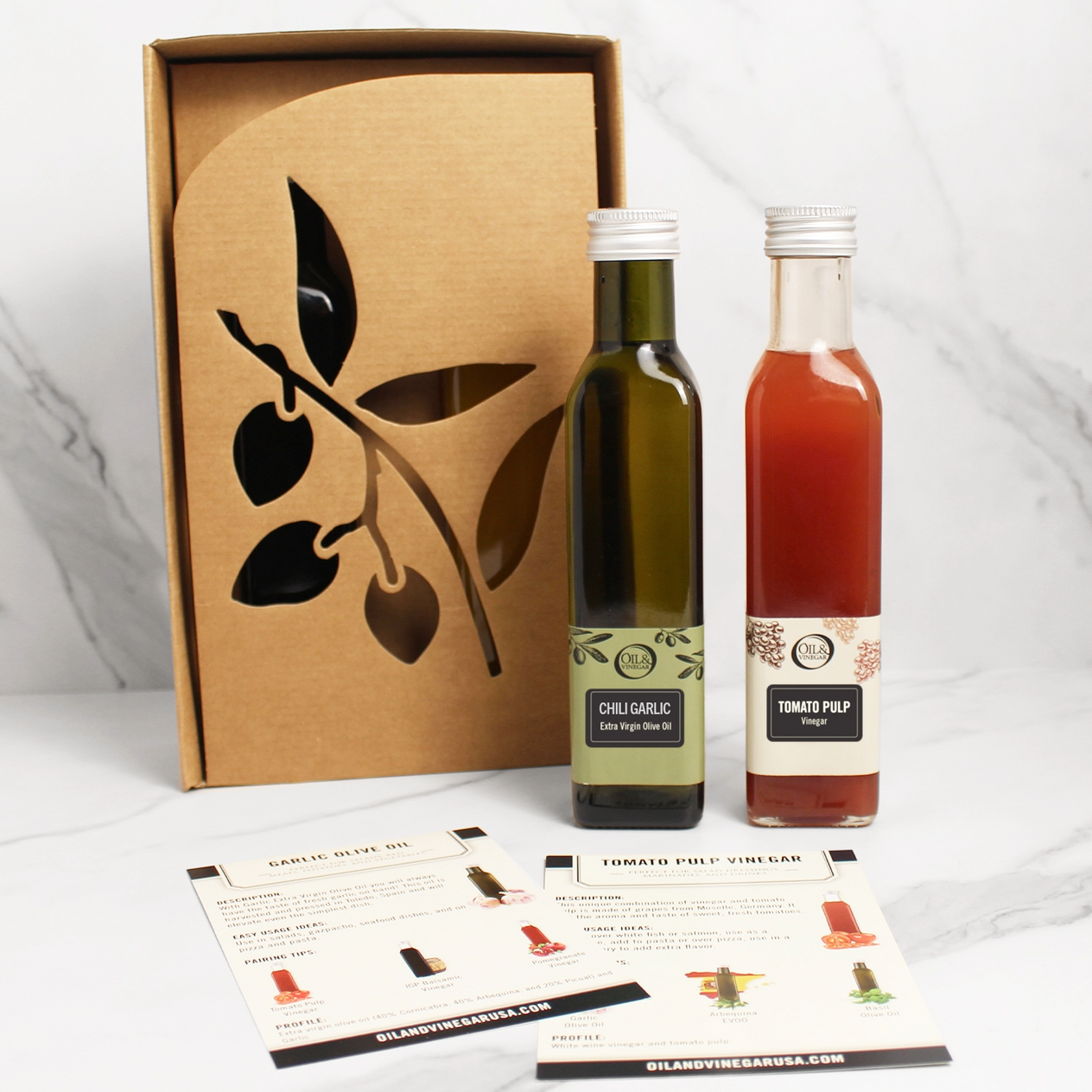 Chili Garlic Olive Oil and Tomato Pulp Vinegar 2x250ml